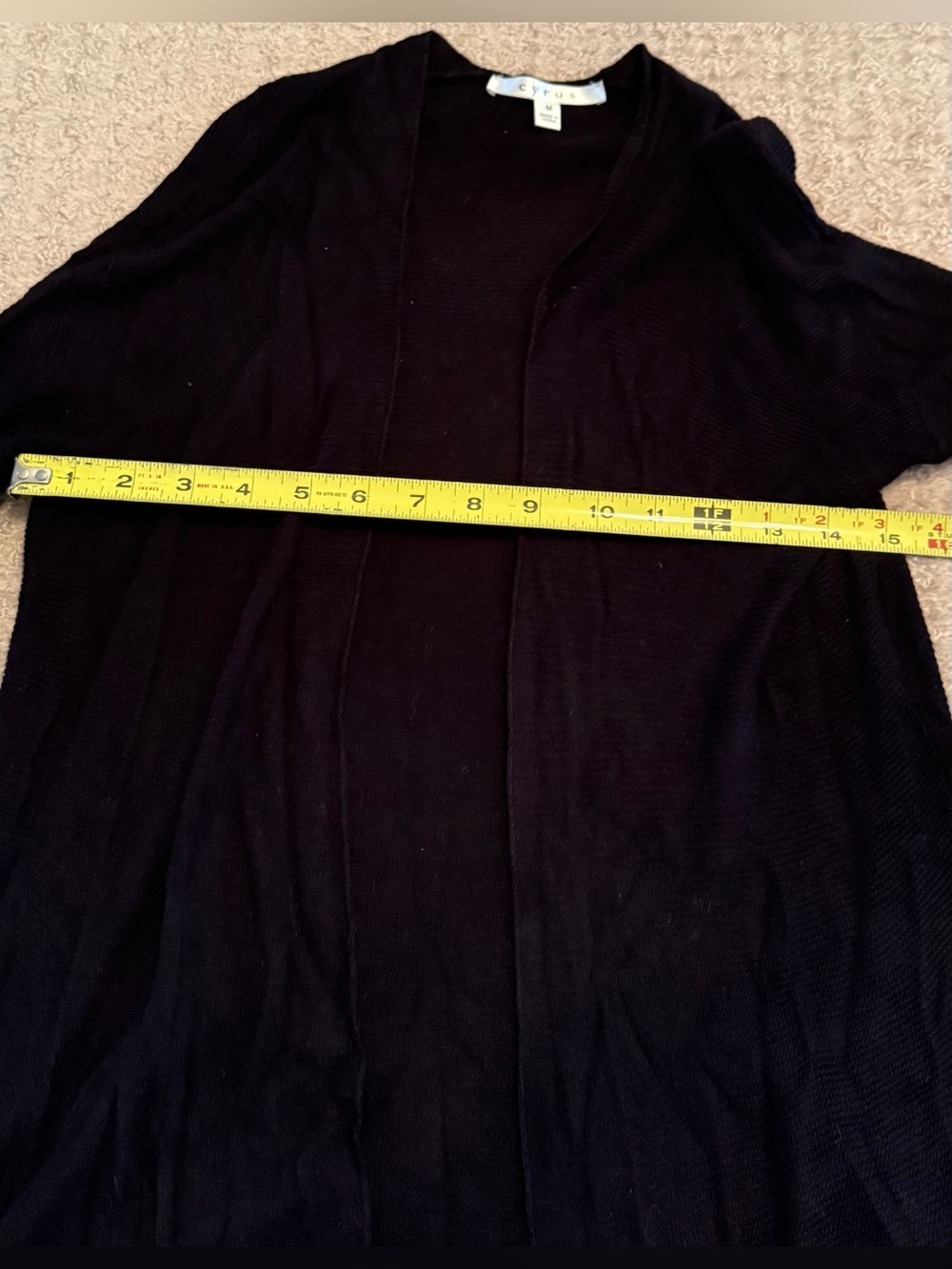 Cyrus Black Open Front Cardigan Sweater Women’s Medium M Long Sleeve Lightweight - Picture 2 of 6